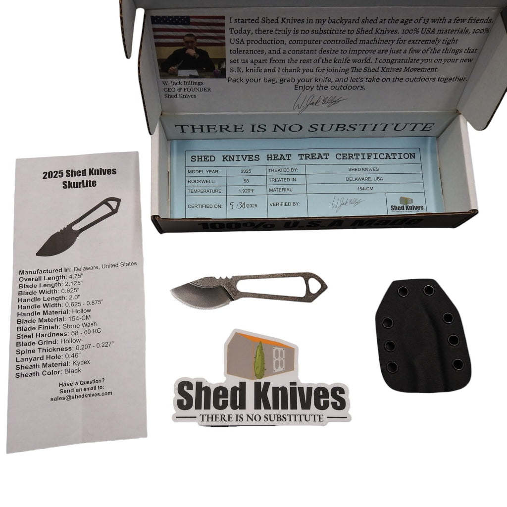 Shedknives.com: 2025 Shed Knives SkurLite hunting fixed blade bushcraft field knife g-10 154-CM steel EDC outdoors camping full tang https://shedknives.com/products/2025-skurlite